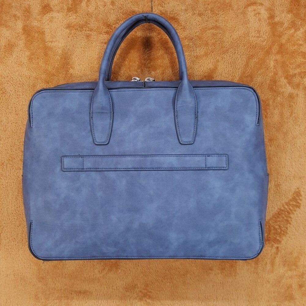 ALFANI Briefcase Blue Faux Nubuck Leather Messenger Bag Laptop Crossbody